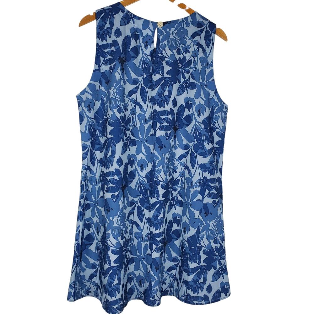 RipSkirt Hawaii Sun Dress Short Sz L Blue Floral Sleeveless Pockets Lightweight - Picture 3 of 13